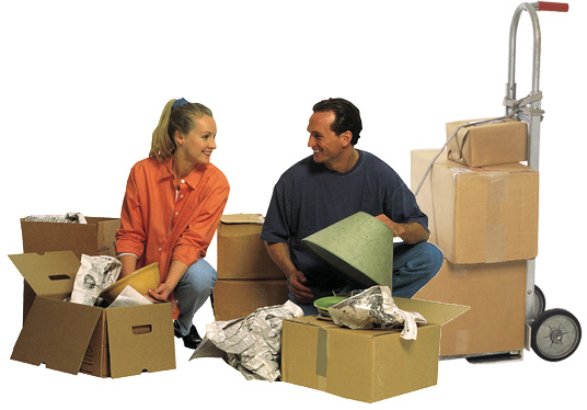 Photo of people using storage on Beaver Valley Self Storage with boxes from Fairborn Self Storage