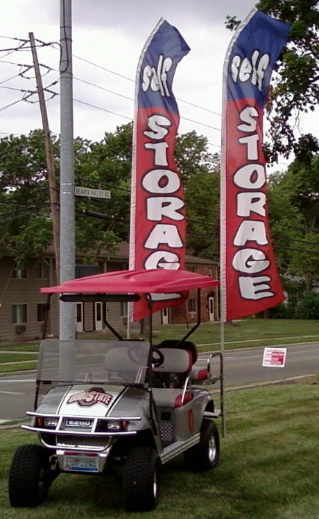 Fairborn Self Storage OSU Cart with Parade Banners